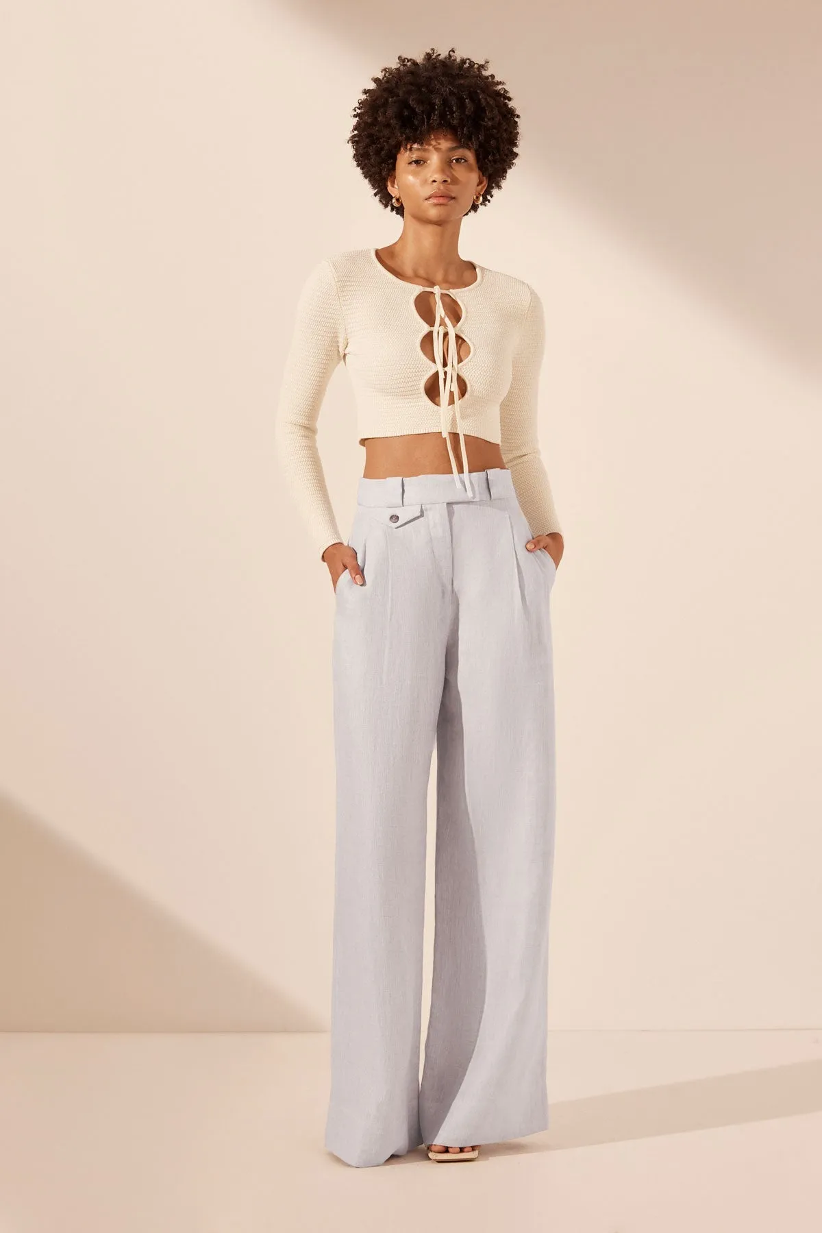 EVE LONG SLEEVE KEYHOLE TOP - COCONUT sold by Shona Joy