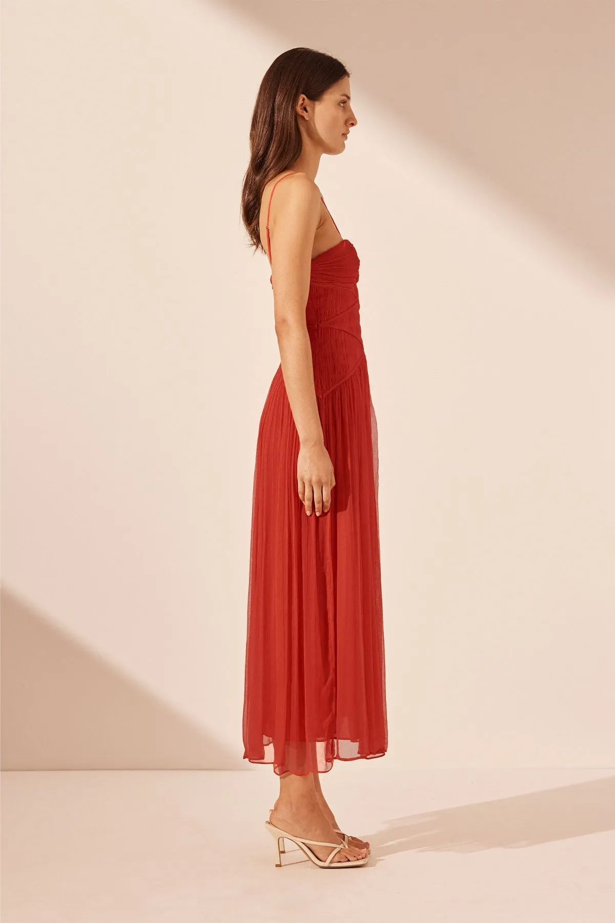 MARGOT RUCHED BODICE MIDI DRESS - SAILOR RED sold by Shona Joy product image thumbnail 3