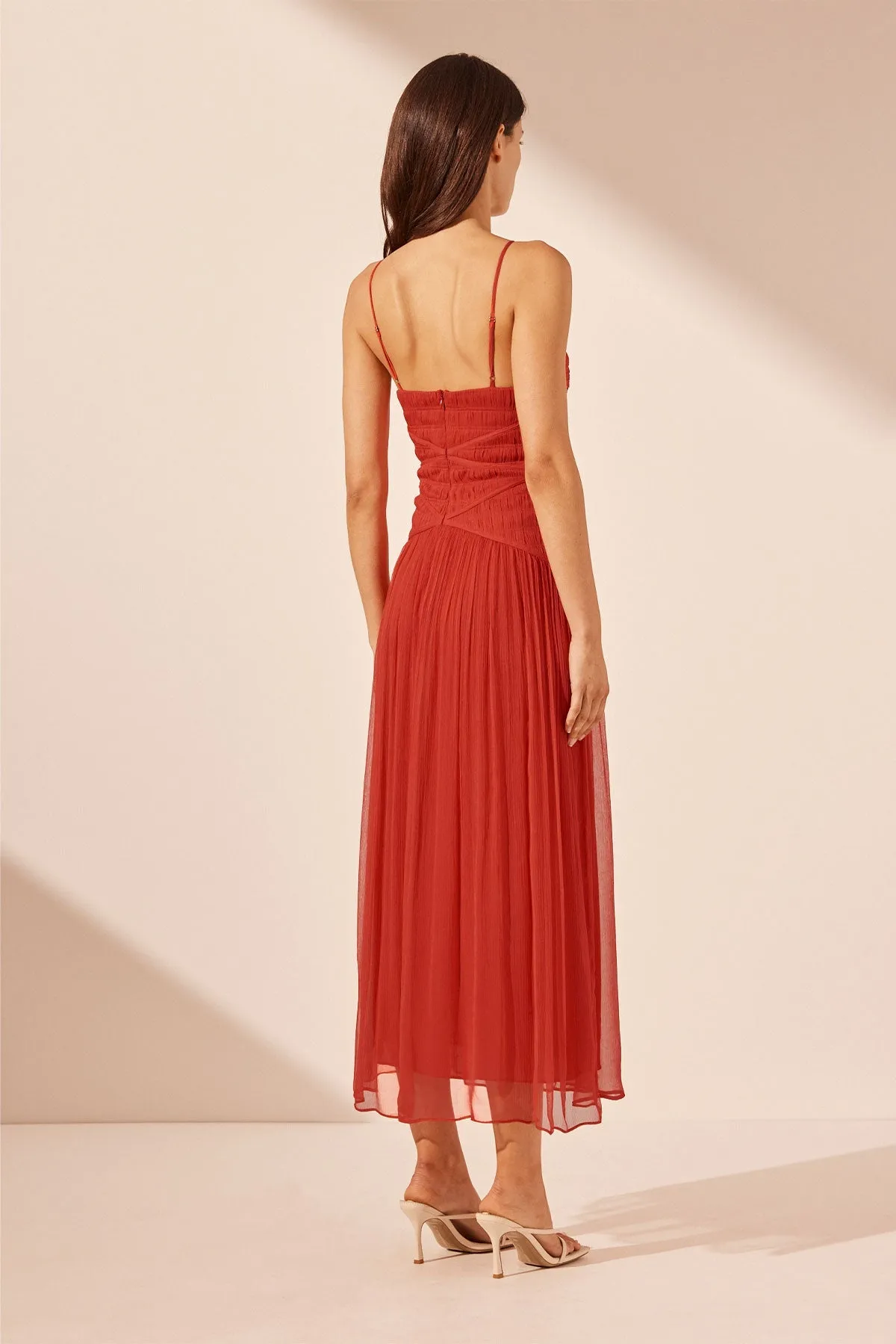 MARGOT RUCHED BODICE MIDI DRESS - SAILOR RED sold by Shona Joy product image thumbnail 4
