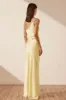 LUXE ASYMMETRICAL GATHERED MAXI DRESS - LEMON sold by Shona Joy