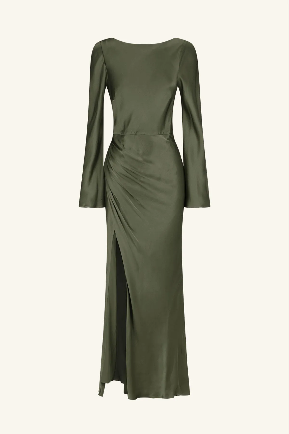 LA LUNE FLARED SLEEVE SIDE SPLIT MIDI DRESS - FOREST sold by Shona Joy product image thumbnail 5