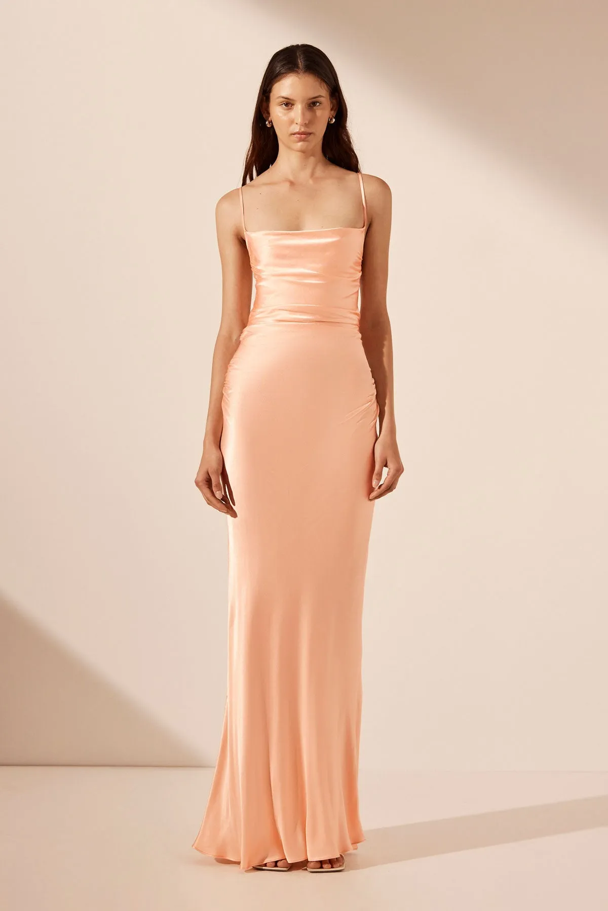 LA LUNE LACE BACK MAXI DRESS - PEACH sold by Shona Joy