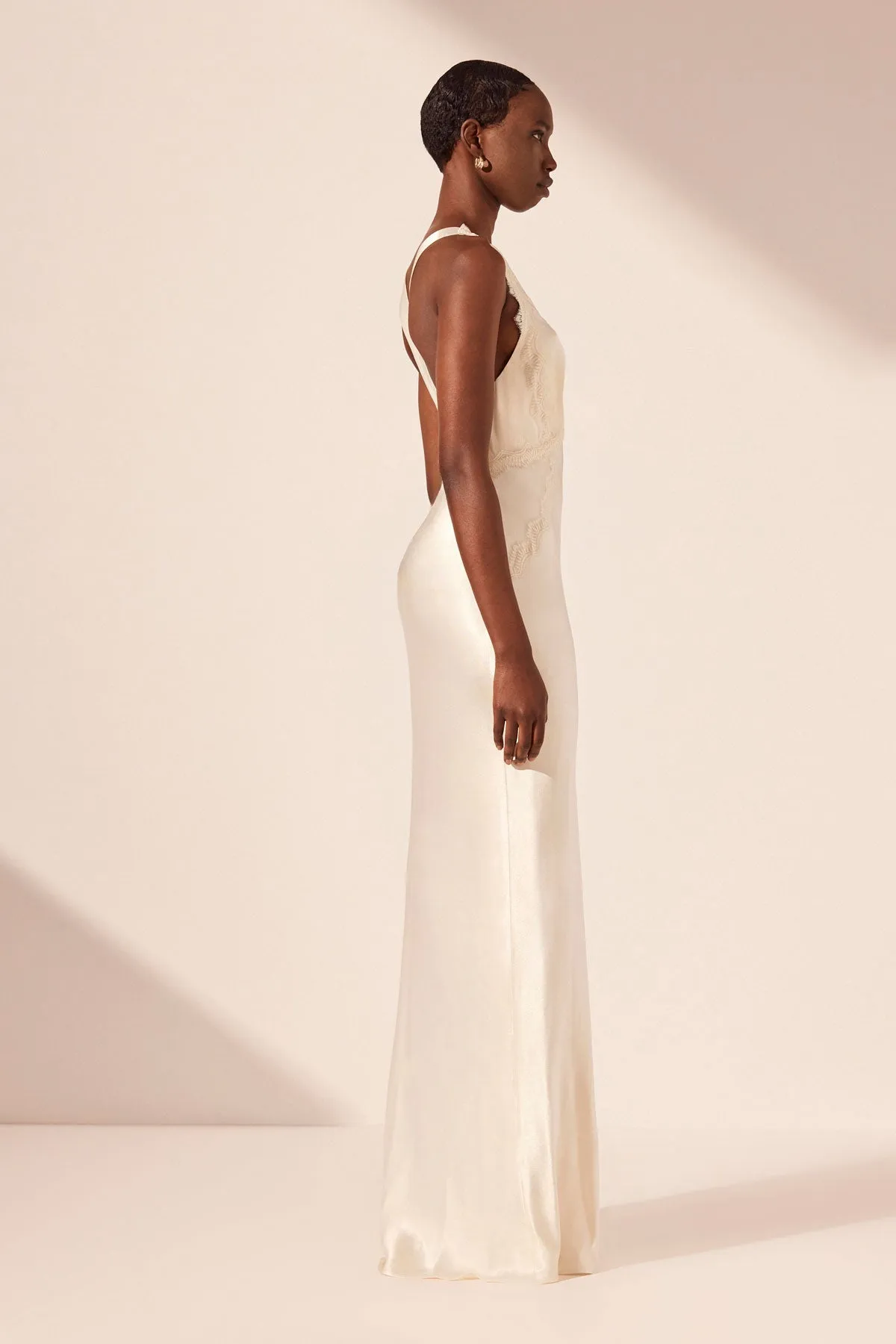 LA LUNE LACE CROSS BACK MAXI DRESS - CREAM sold by Shona Joy product image thumbnail 3