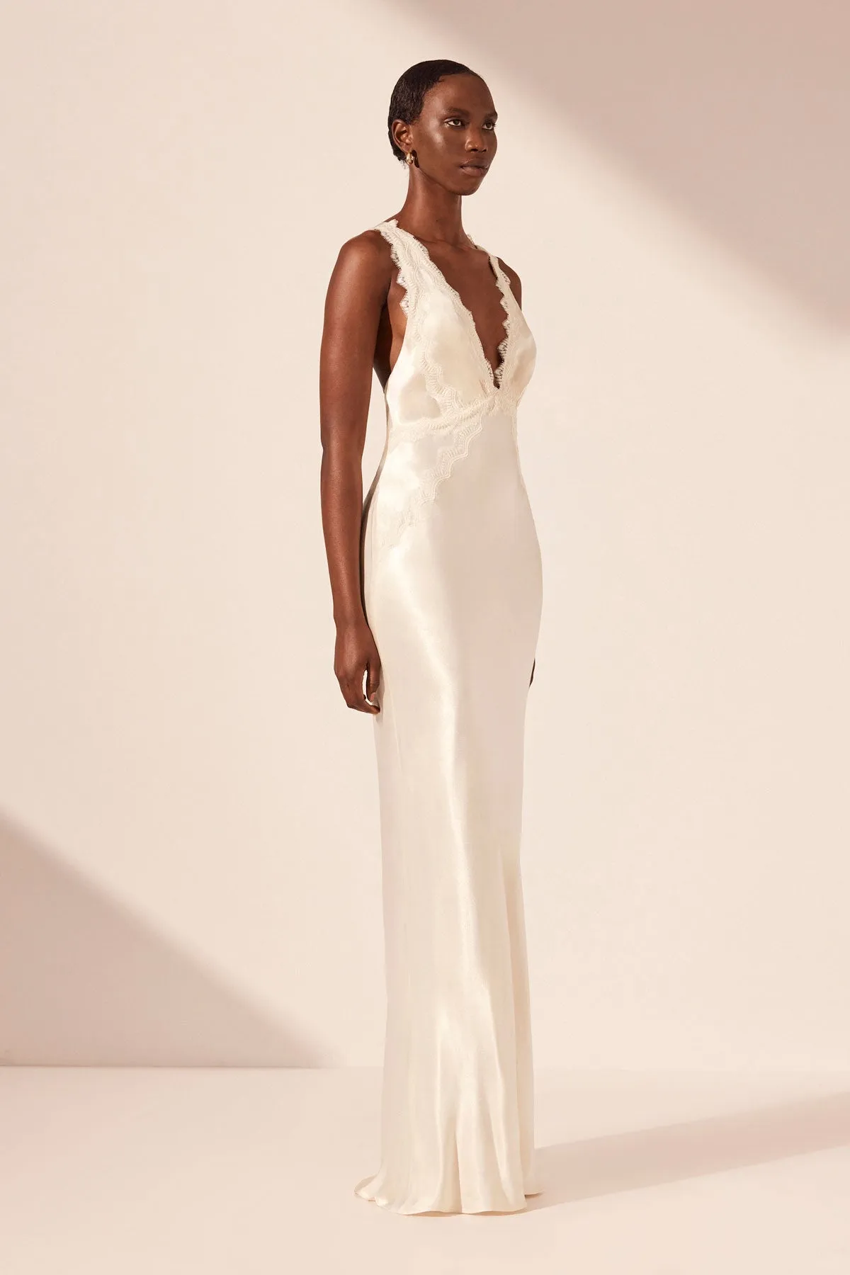 LA LUNE LACE CROSS BACK MAXI DRESS - CREAM sold by Shona Joy product image thumbnail 2