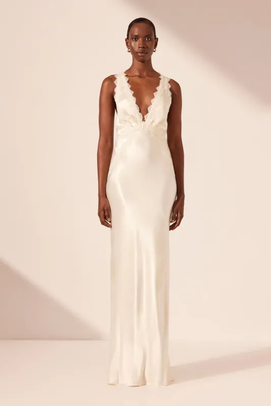 LA LUNE LACE CROSS BACK MAXI DRESS - CREAM sold by Shona Joy