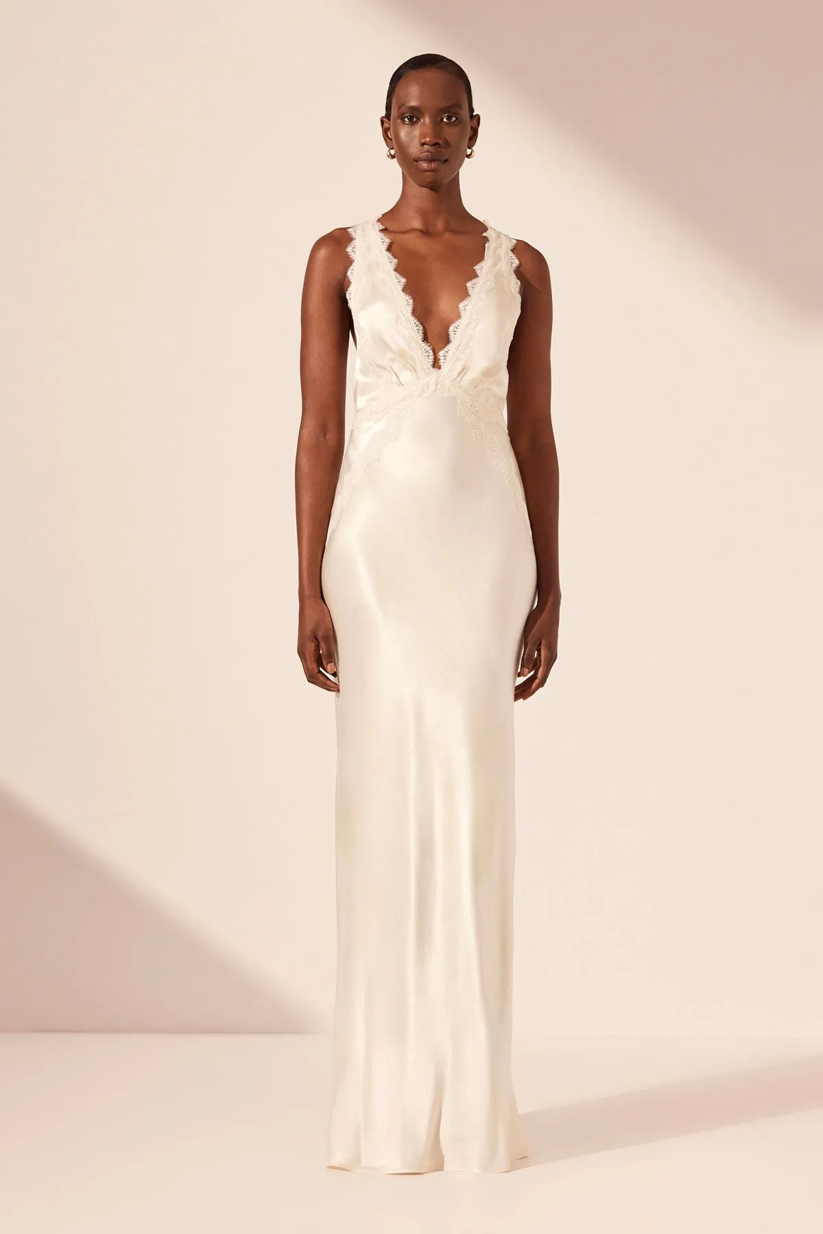 LA LUNE LACE CROSS BACK MAXI DRESS - CREAM sold by Shona Joy