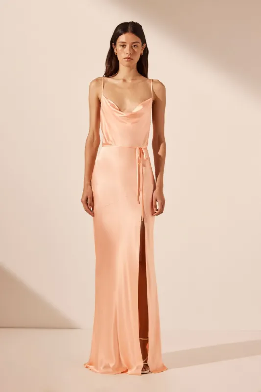 LA LUNE BIAS COWL MAXI DRESS - PEACH sold by Shona Joy
