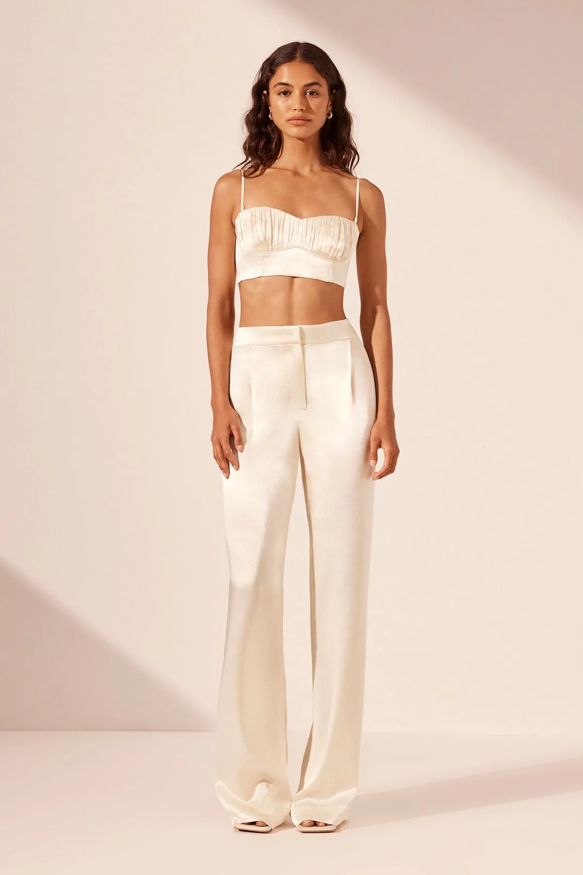 LA LUNE MID RISE STRAIGHT LEG PANT - CREAM sold by Shona Joy