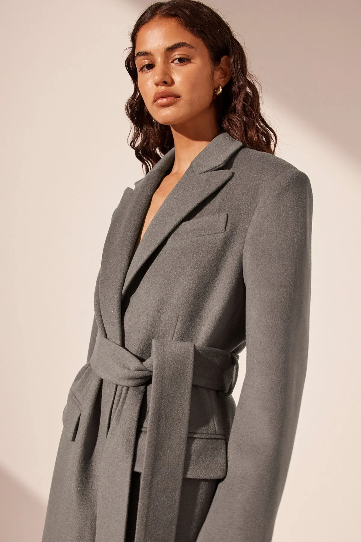 LUNA OVERSIZED PEAK LAPEL COAT WITH BELT - GRAPHITE sold by Shona Joy product image thumbnail 2