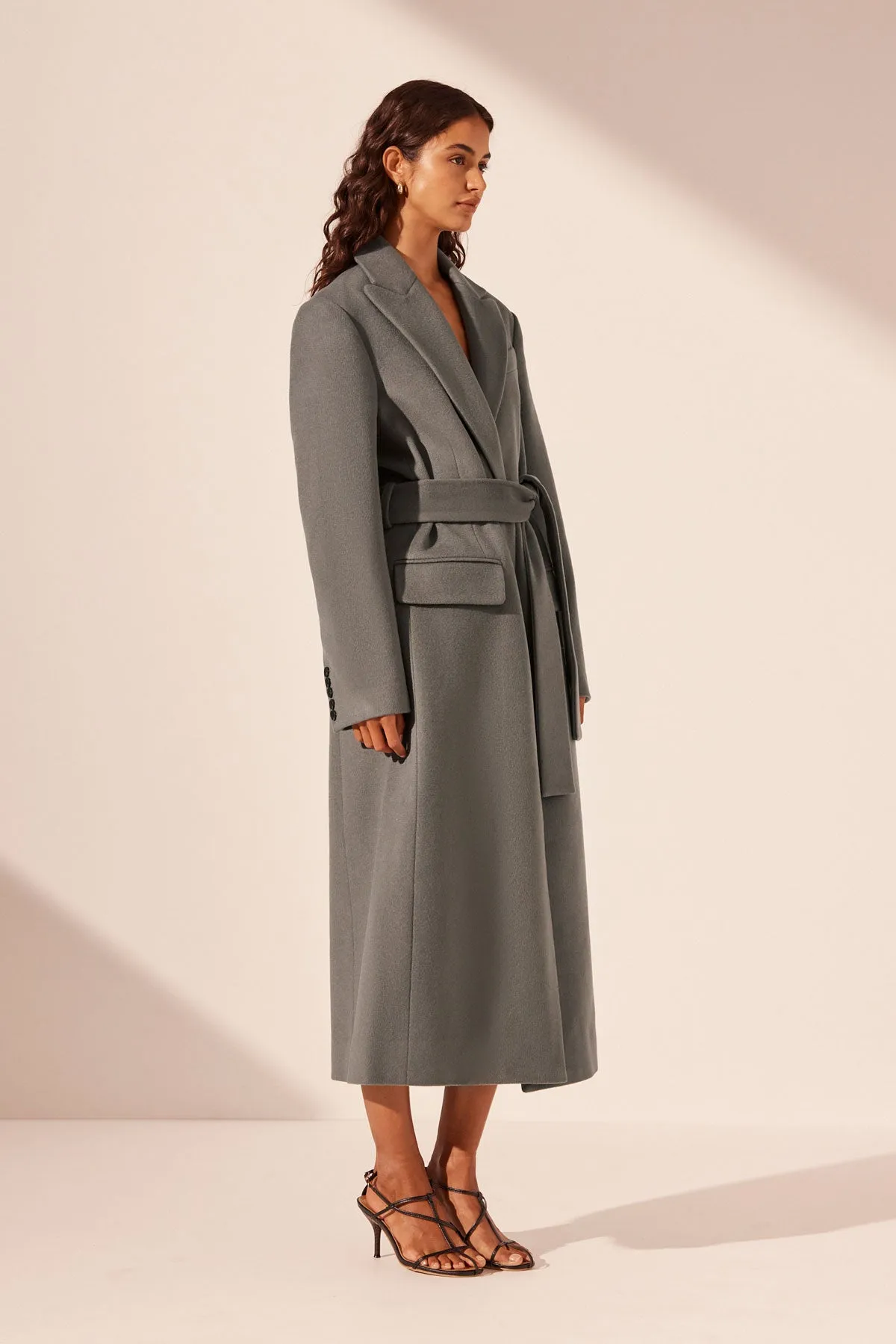 LUNA OVERSIZED PEAK LAPEL COAT WITH BELT - GRAPHITE sold by Shona Joy product image thumbnail 3
