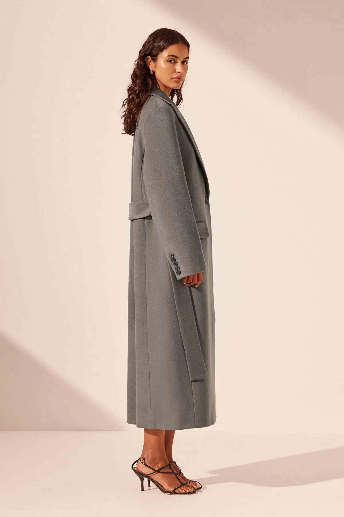 LUNA OVERSIZED PEAK LAPEL COAT WITH BELT - GRAPHITE sold by Shona Joy product image thumbnail 4