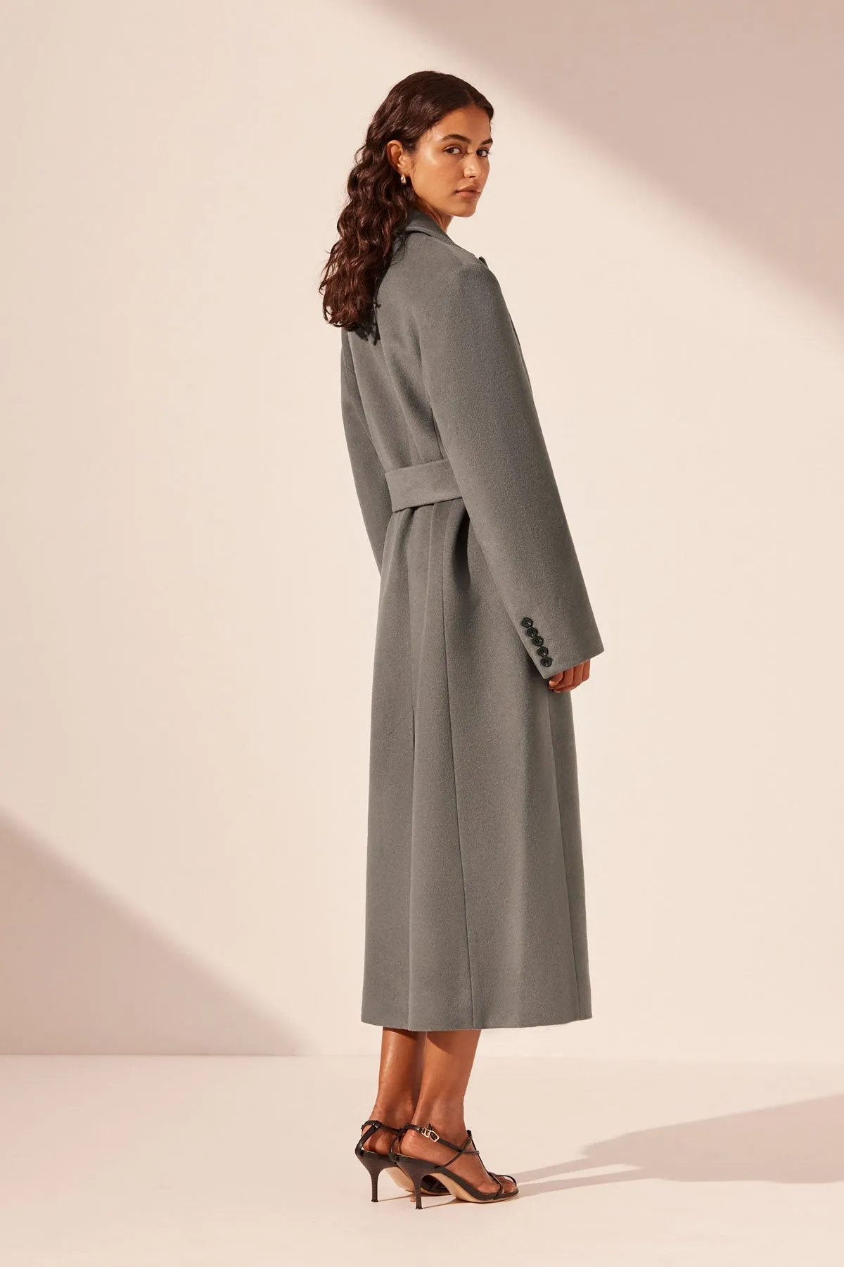 LUNA OVERSIZED PEAK LAPEL COAT WITH BELT - GRAPHITE sold by Shona Joy product image thumbnail 5