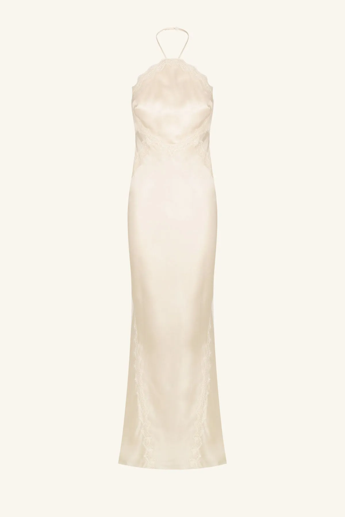 LA LUNE LACE HALTER OPEN BACK MAXI DRESS - CREAM sold by Shona Joy product image thumbnail 5