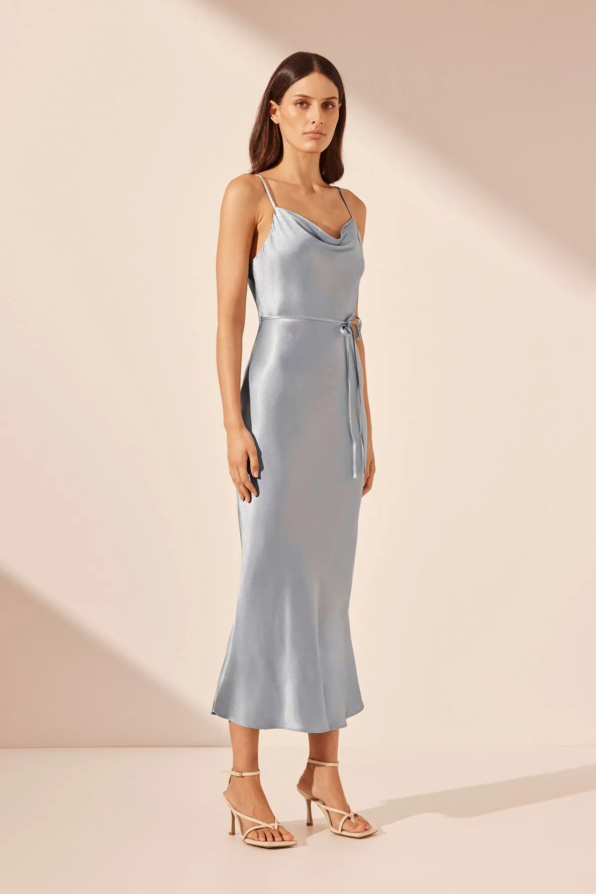 LA LUNE BIAS COWL MIDI DRESS - POWDER BLUE sold by Shona Joy product image thumbnail 3
