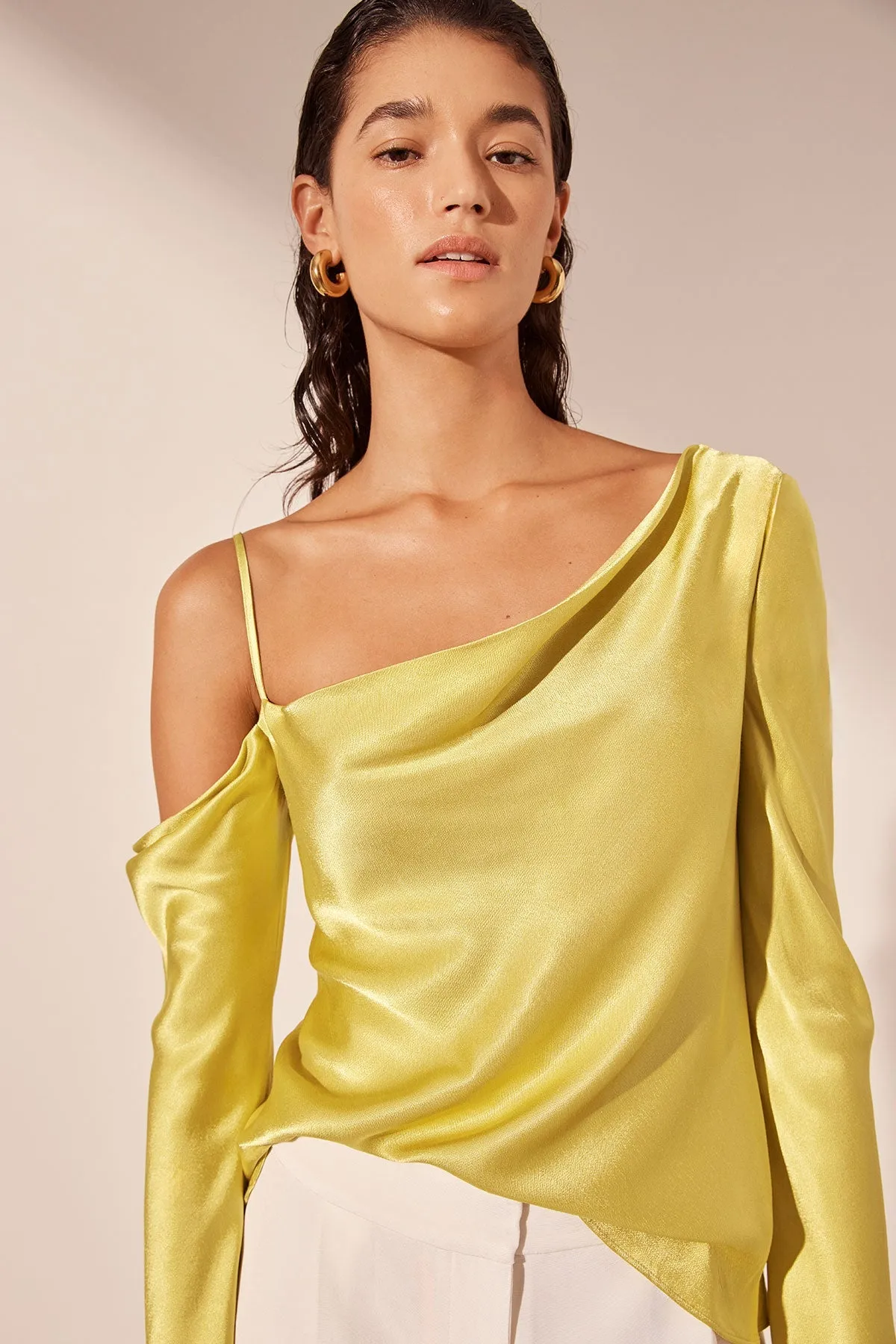 SOFIA ASYMMETRICAL LONG SLEEVE TOP - LIME sold by Shona Joy product image thumbnail 2