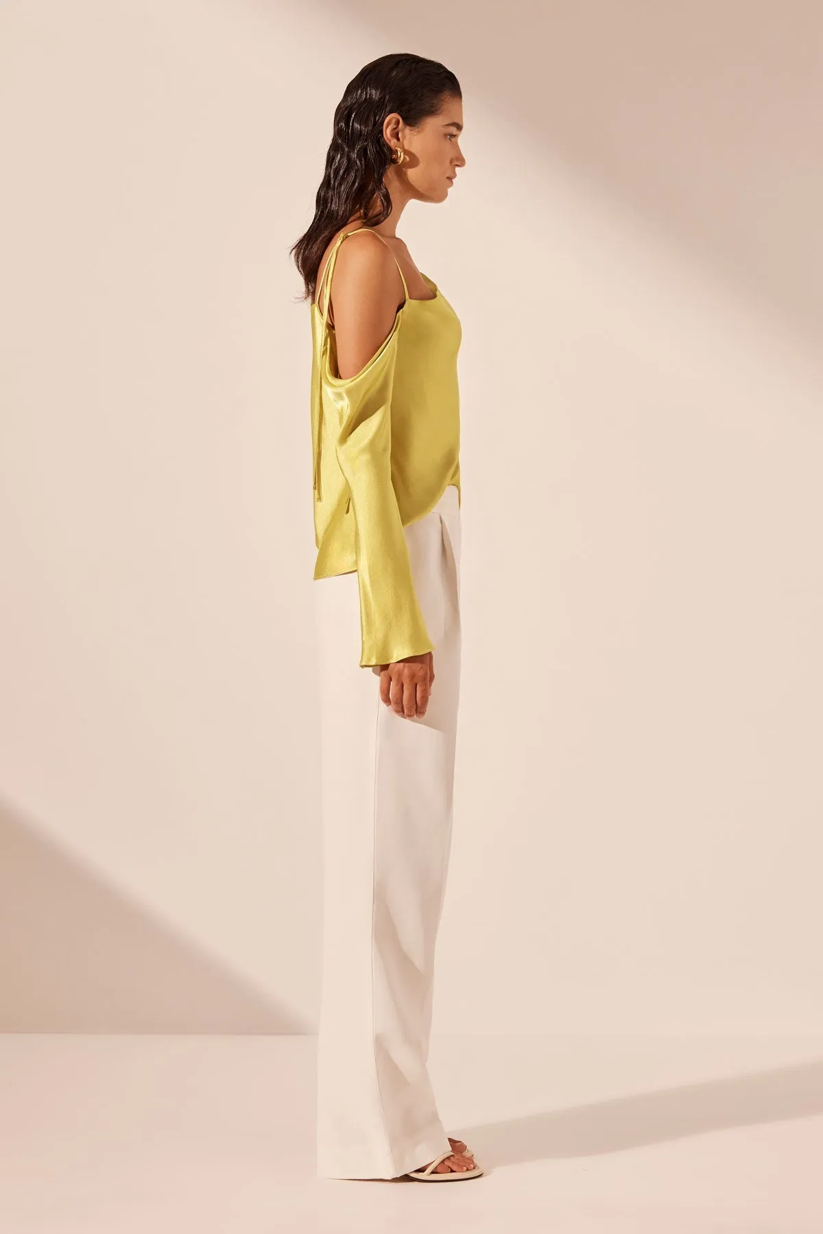 SOFIA ASYMMETRICAL LONG SLEEVE TOP - LIME sold by Shona Joy product image thumbnail 4