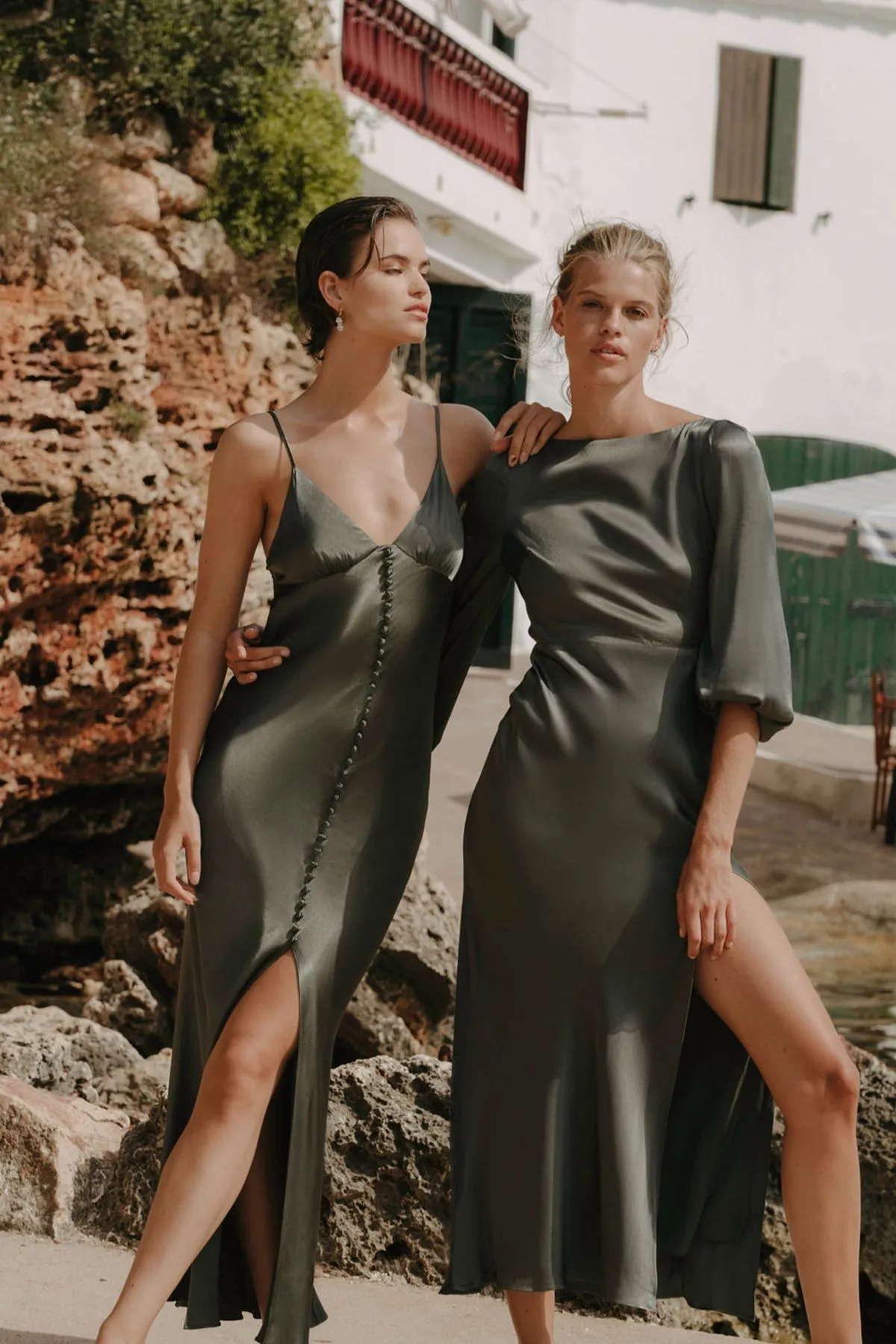 LA LUNE BALLOON SLEEVE BACKLESS MIDI DRESS - OLIVE sold by Shona Joy product image thumbnail 5