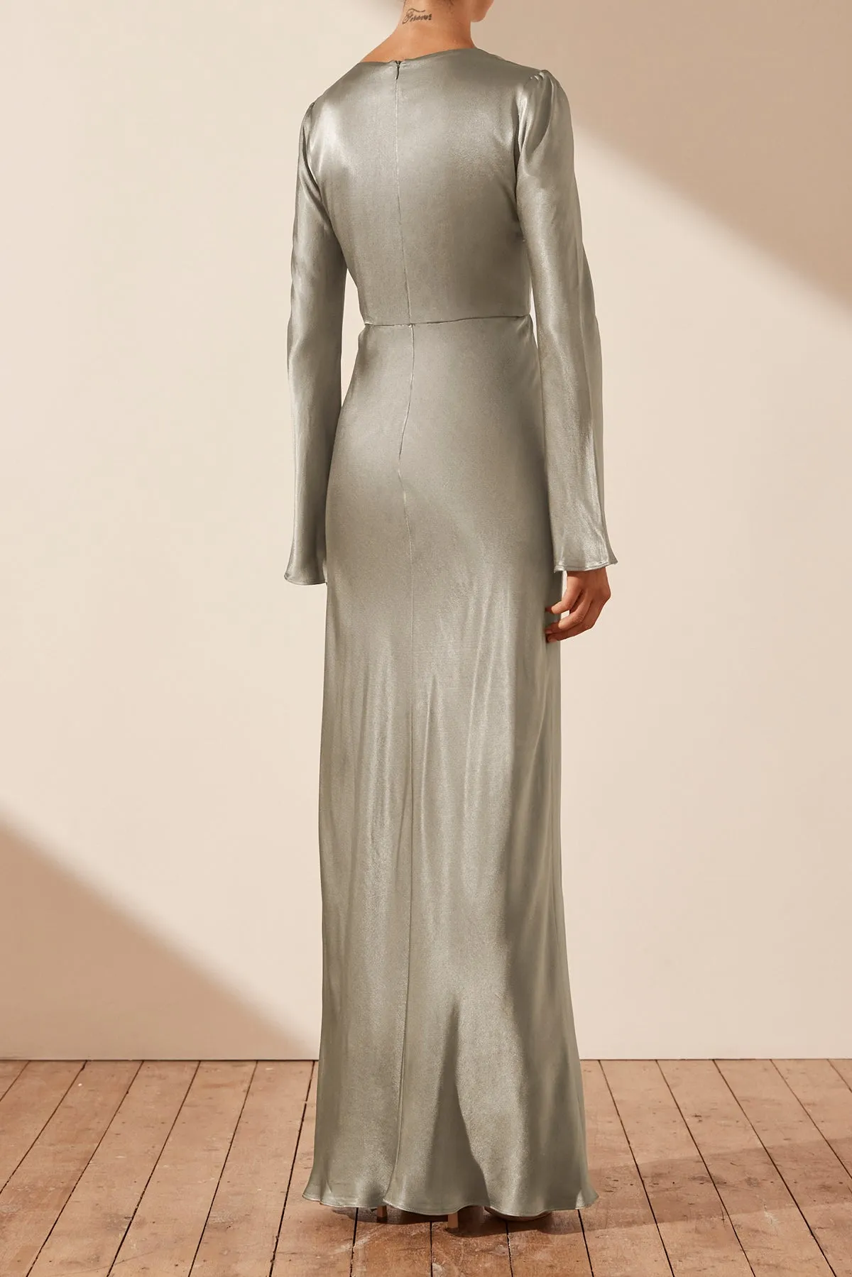 LA LUNE PLUNGED TIE FRONT MAXI DRESS - SAGE sold by Shona Joy product image thumbnail 4