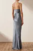 LA LUNE BIAS COWL MAXI DRESS - BLUE SMOKE sold by Shona Joy