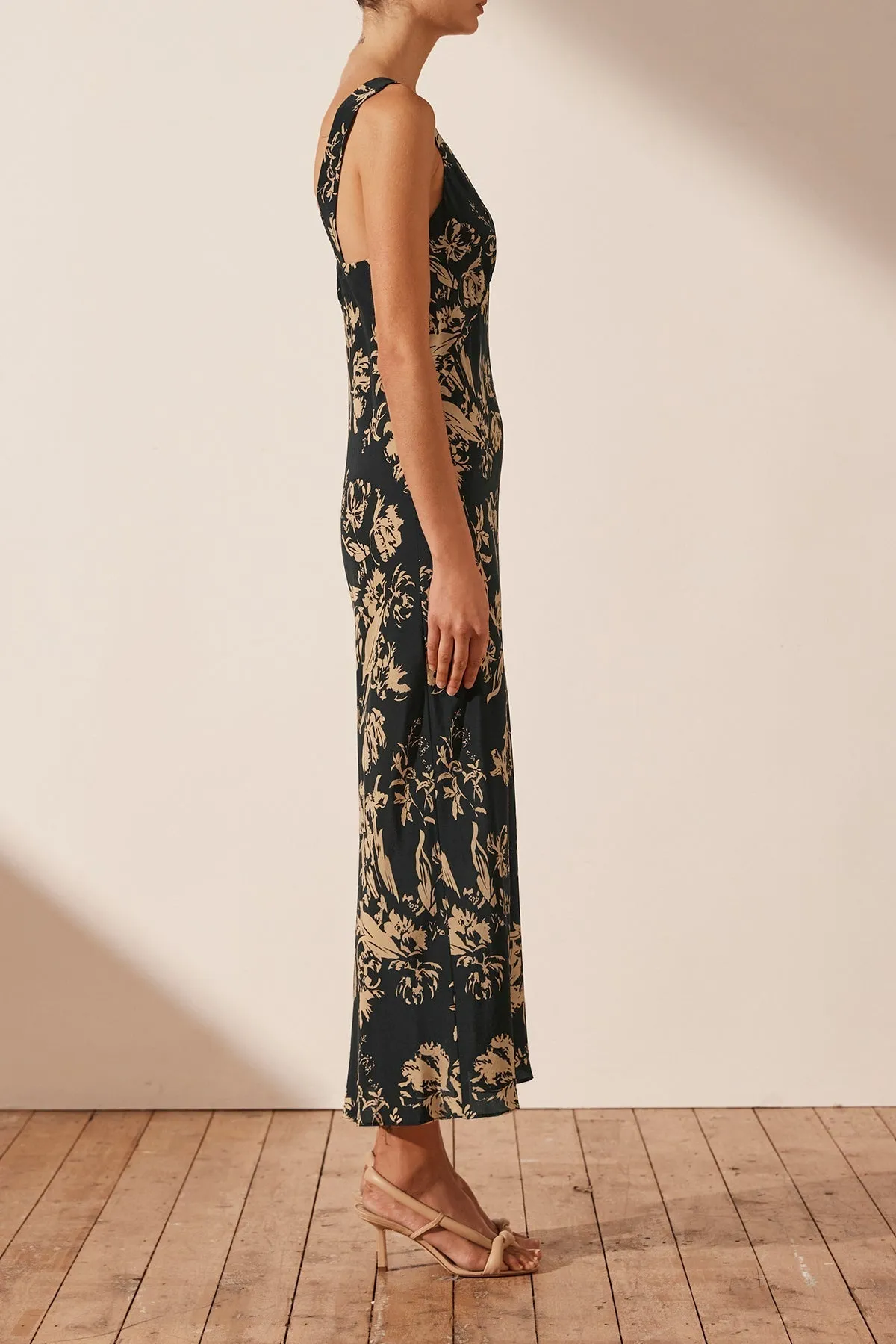 DAWN SILK PLUNGED MIDI DRESS sold by Shona Joy product image thumbnail 3