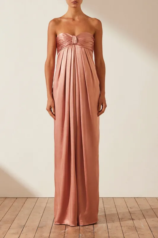 LA LUNE STRAPLESS KNOT MAXI DRESS - ANTIQUE ROSE sold by Shona Joy