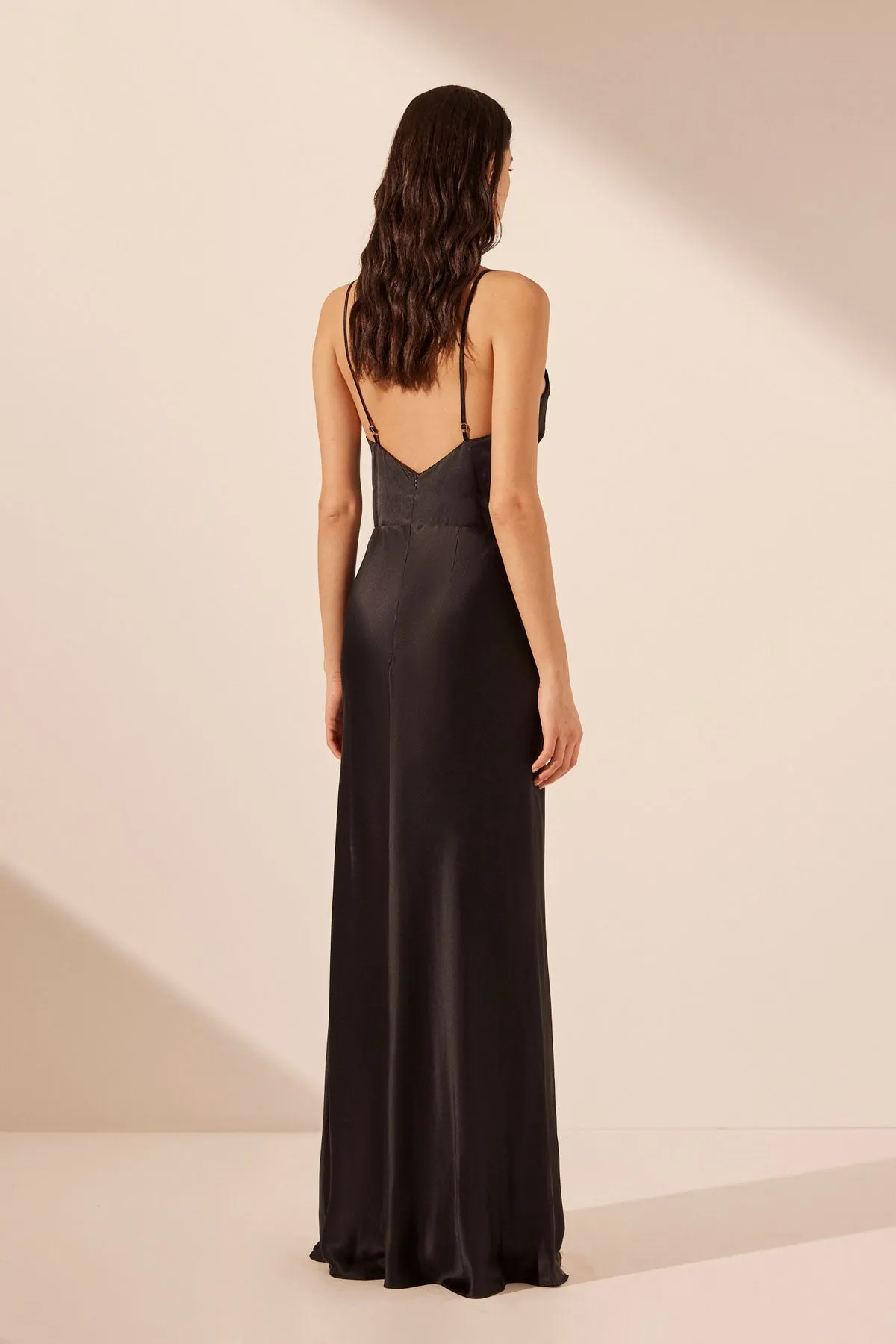 LETICIA SILK COWL NECK LACE MAXI DRESS - BLACK sold by Shona Joy product image thumbnail 5