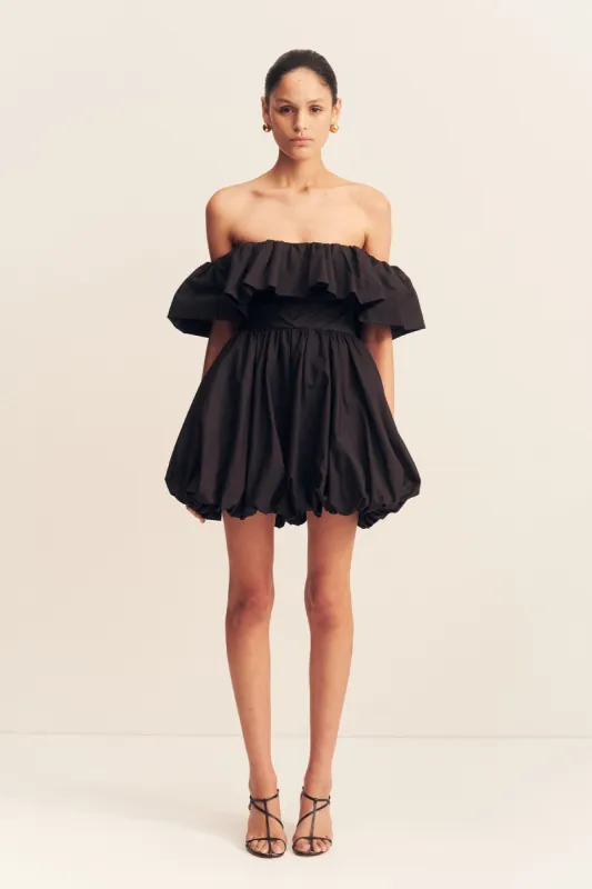 MAIORI OFF SHOULDER DRAPED BUBBLE MINI DRESS - BLACK sold by Shona Joy