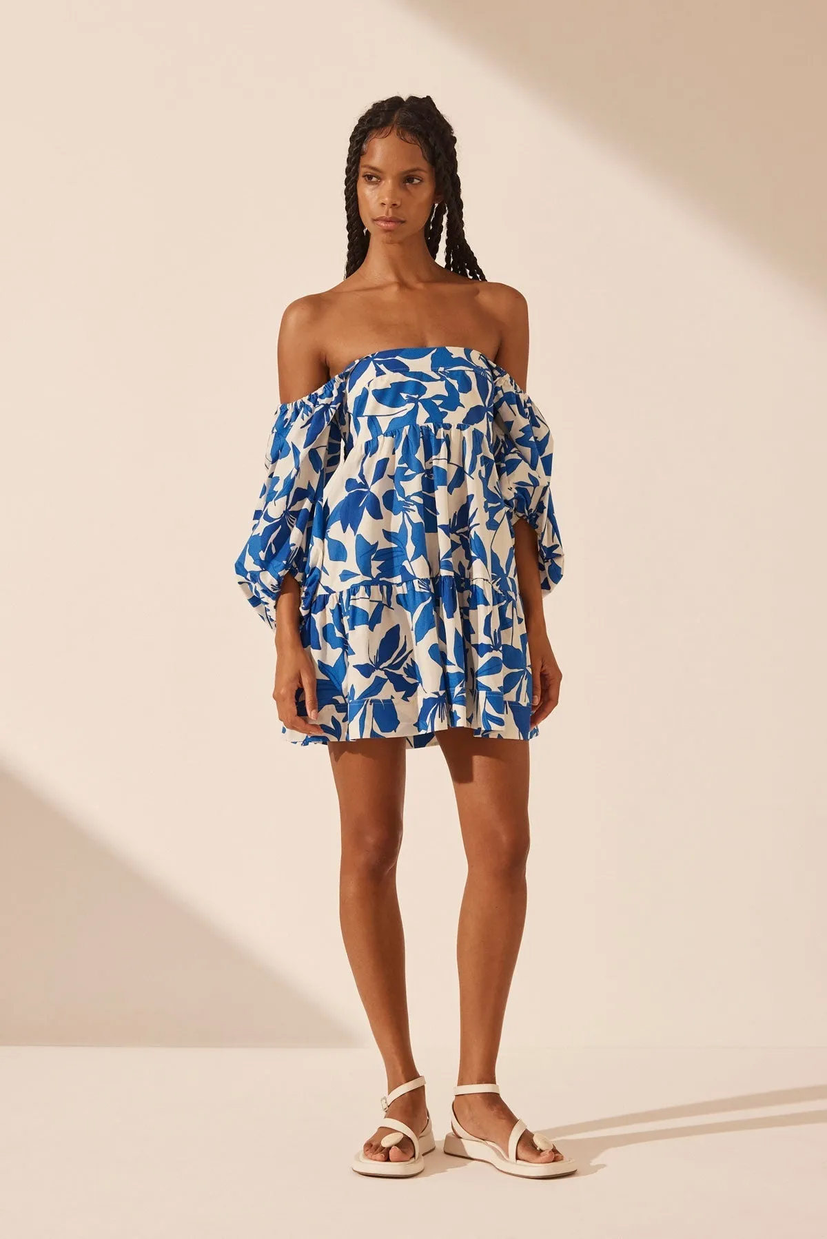 BLEUE SQUARE NECK TIERED MINI DRESS sold by Shona Joy product image thumbnail 5