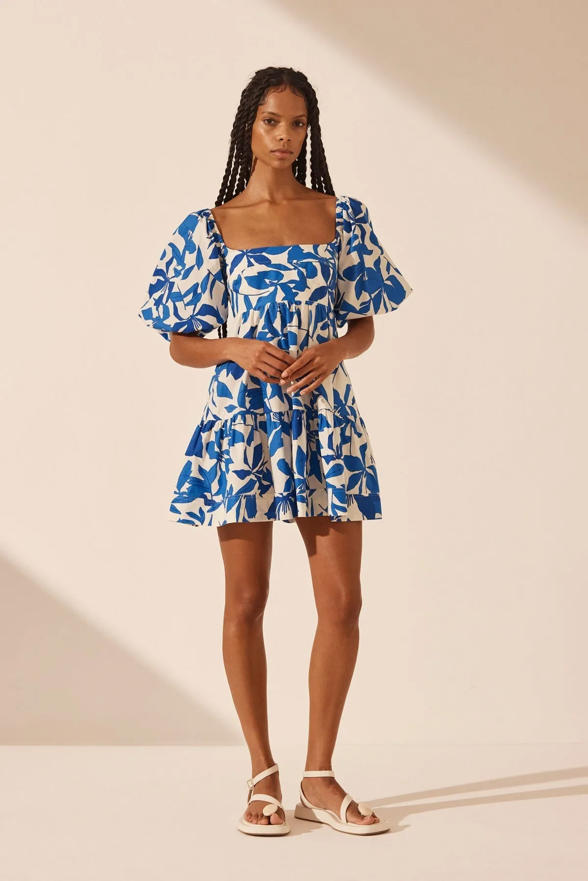 BLEUE SQUARE NECK TIERED MINI DRESS sold by Shona Joy