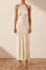 MILO RUCHED OPEN BACK HALTER MIDI DRESS - COCONUT sold by Shona Joy