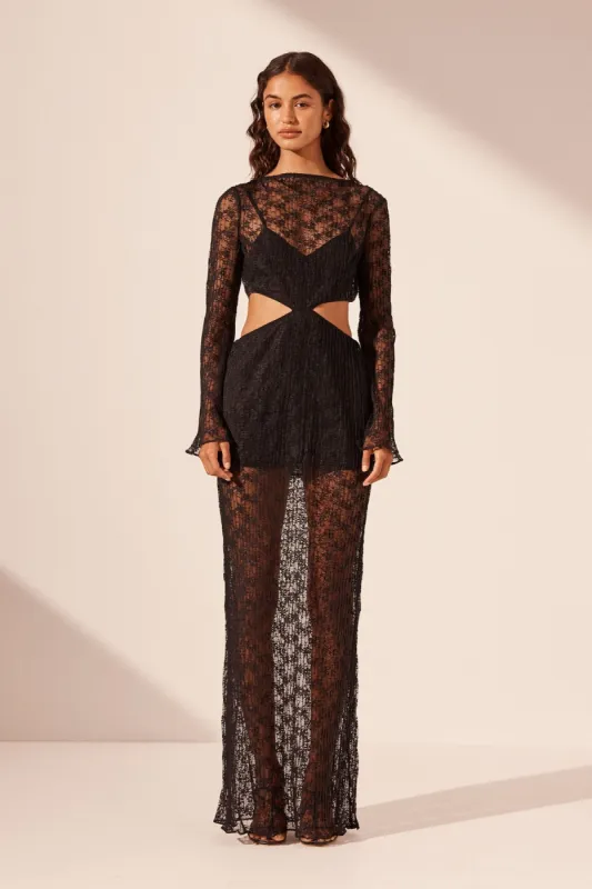 SOL LACE CUT OUT MAXI DRESS - BLACK sold by Shona Joy