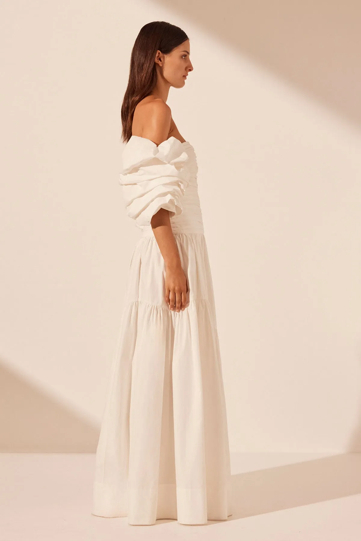 MAIORI CONTOUR RUCHED MAXI DRESS - IVORY sold by Shona Joy product image thumbnail 5