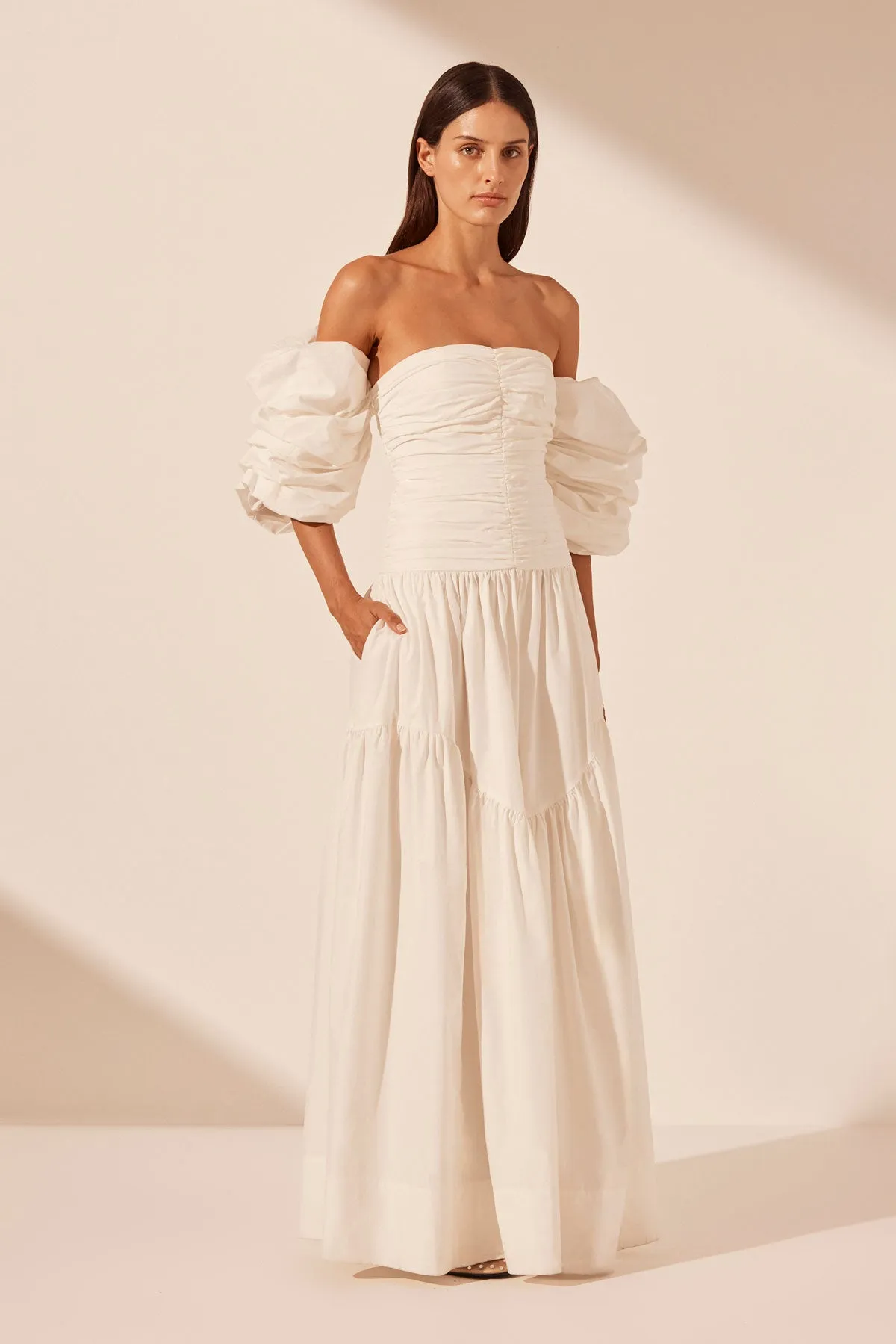 MAIORI CONTOUR RUCHED MAXI DRESS - IVORY sold by Shona Joy product image thumbnail 4