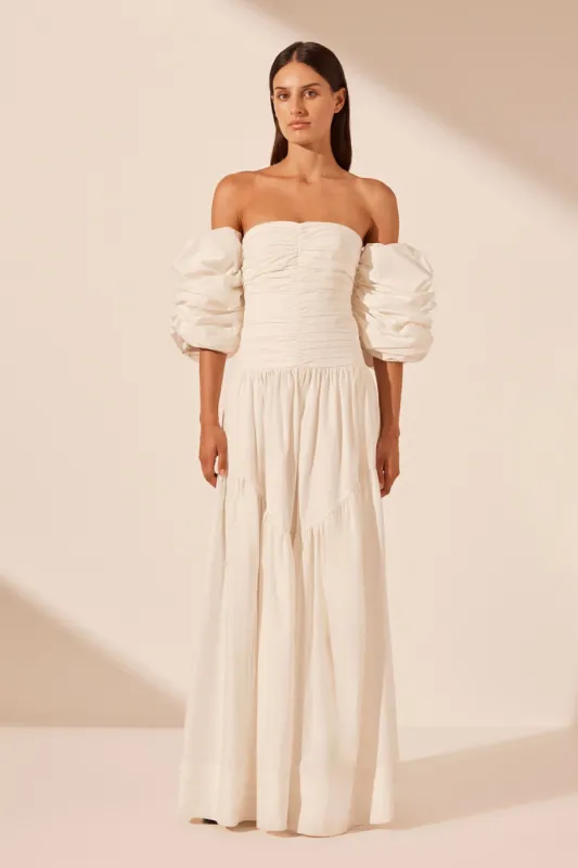 MAIORI CONTOUR RUCHED MAXI DRESS - IVORY sold by Shona Joy