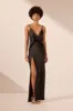 LETICIA SILK LACE SPLIT MAXI DRESS - BLACK sold by Shona Joy