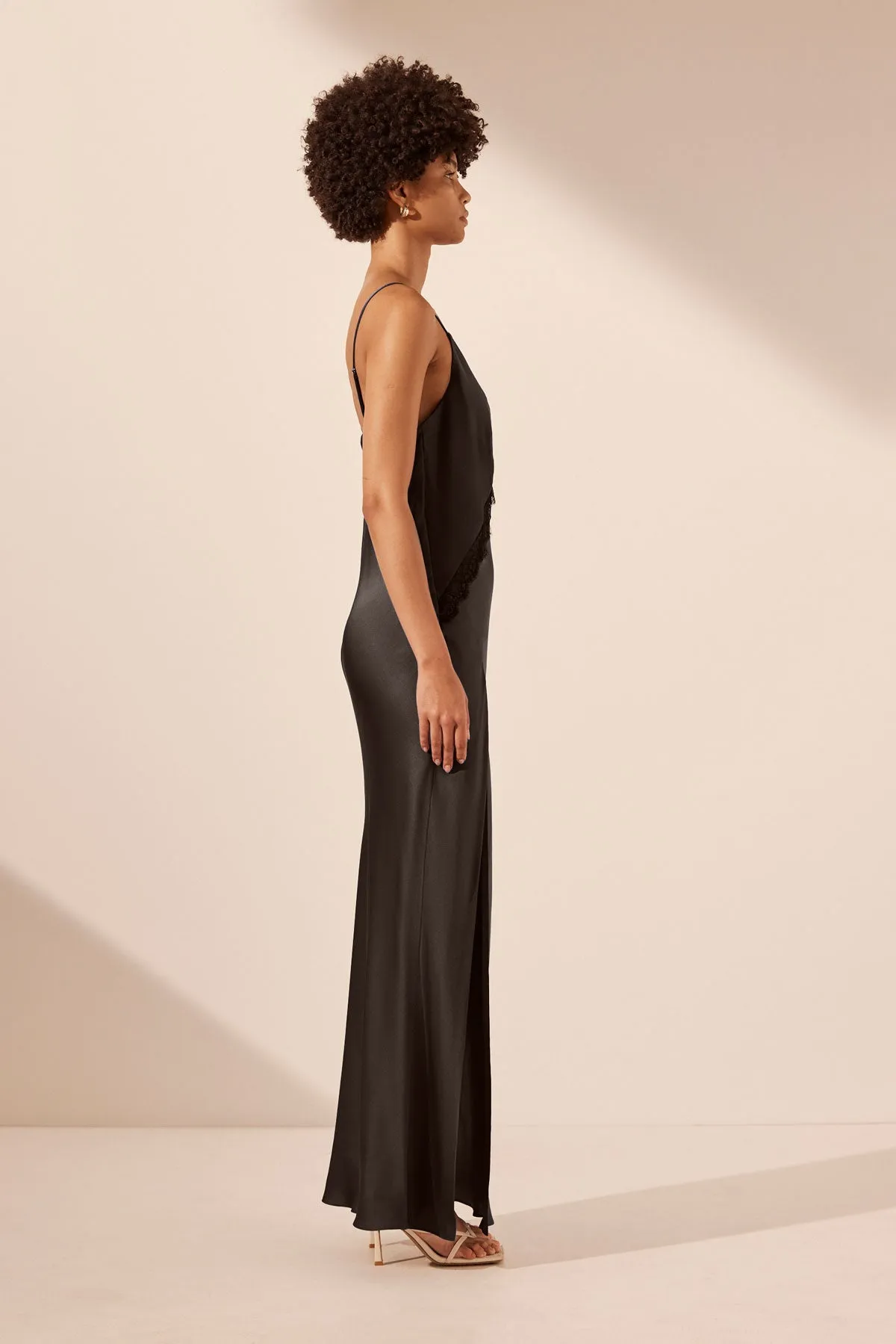 LETICIA SILK LACE SPLIT MAXI DRESS - BLACK sold by Shona Joy product image thumbnail 3