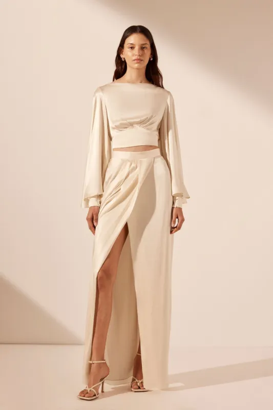 LA LUNE BACKLESS CROP BLOUSE - CREAM sold by Shona Joy