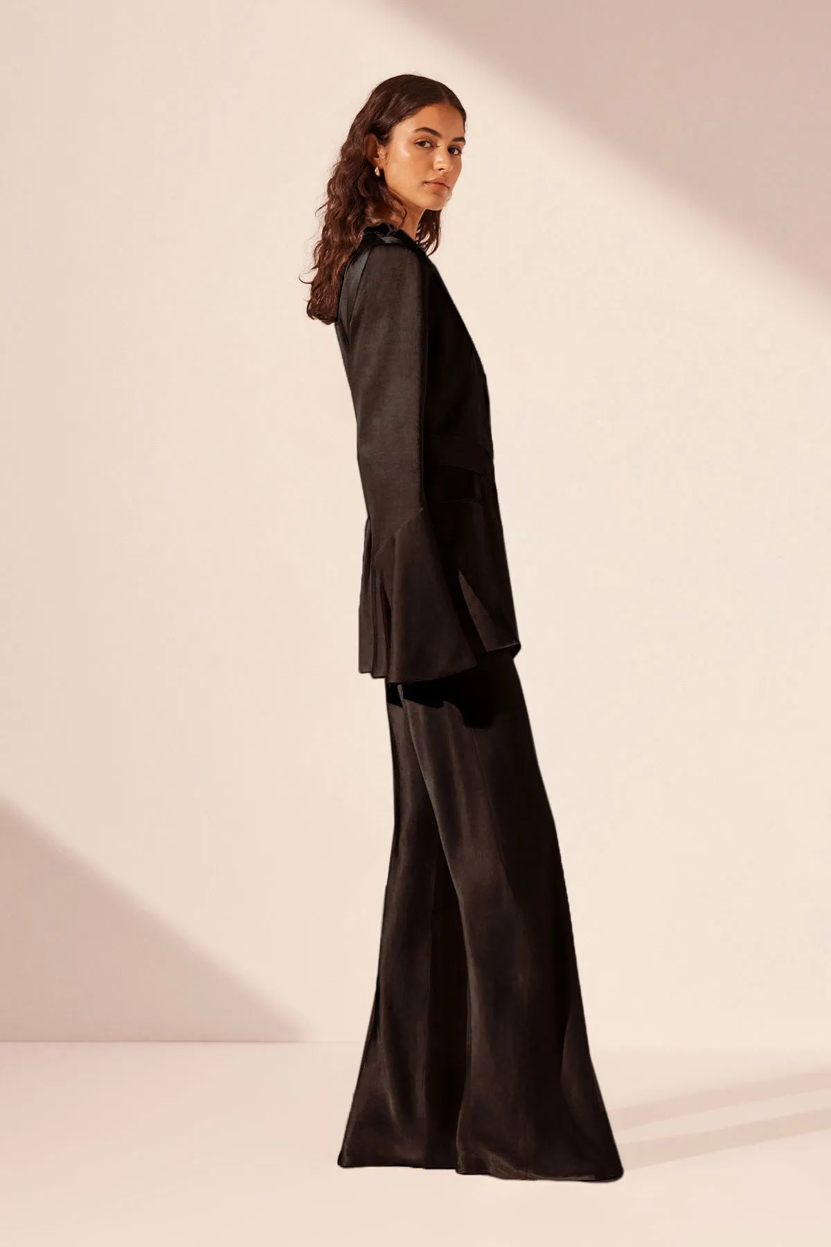 LA LUNE FLARED SLEEVE BELTED BLAZER - BLACK sold by Shona Joy product image thumbnail 3