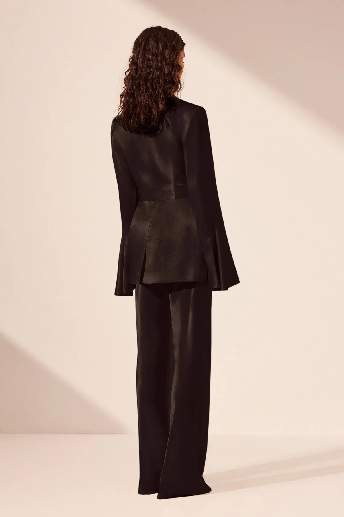 LA LUNE FLARED SLEEVE BELTED BLAZER - BLACK sold by Shona Joy product image thumbnail 4