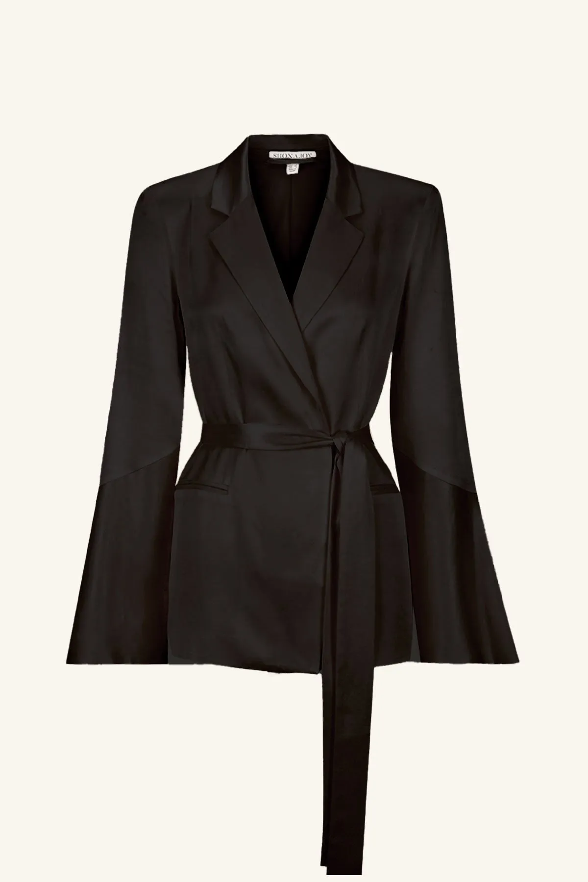 LA LUNE FLARED SLEEVE BELTED BLAZER - BLACK sold by Shona Joy product image thumbnail 5