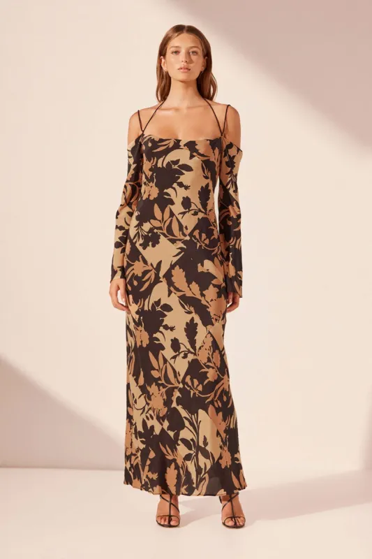 LAI SILK OFF THE SHOULDER TIE MAXI DRESS made by Shona Joy