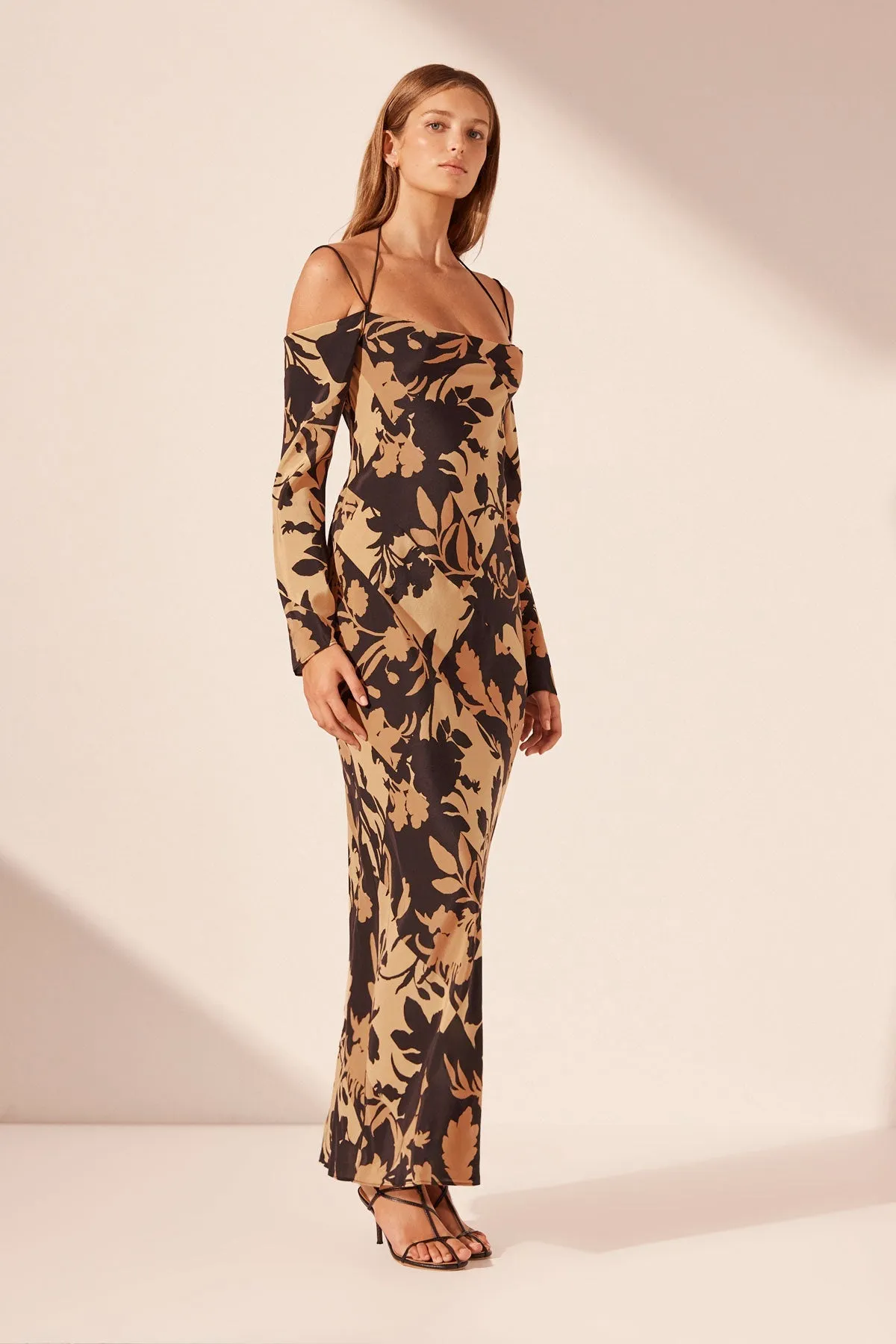 LAI SILK OFF THE SHOULDER TIE MAXI DRESS sold by Shona Joy product image thumbnail 2