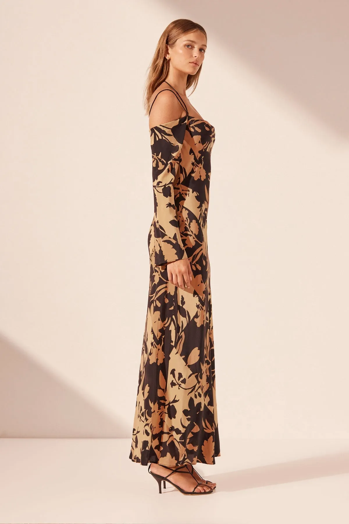 LAI SILK OFF THE SHOULDER TIE MAXI DRESS sold by Shona Joy product image thumbnail 4