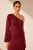 CLAUDE ONE SHOULDER SIDE SPLIT MAXI DRESS - SANGRIA sold by Shona Joy