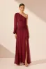 CLAUDE ONE SHOULDER SIDE SPLIT MAXI DRESS - SANGRIA sold by Shona Joy