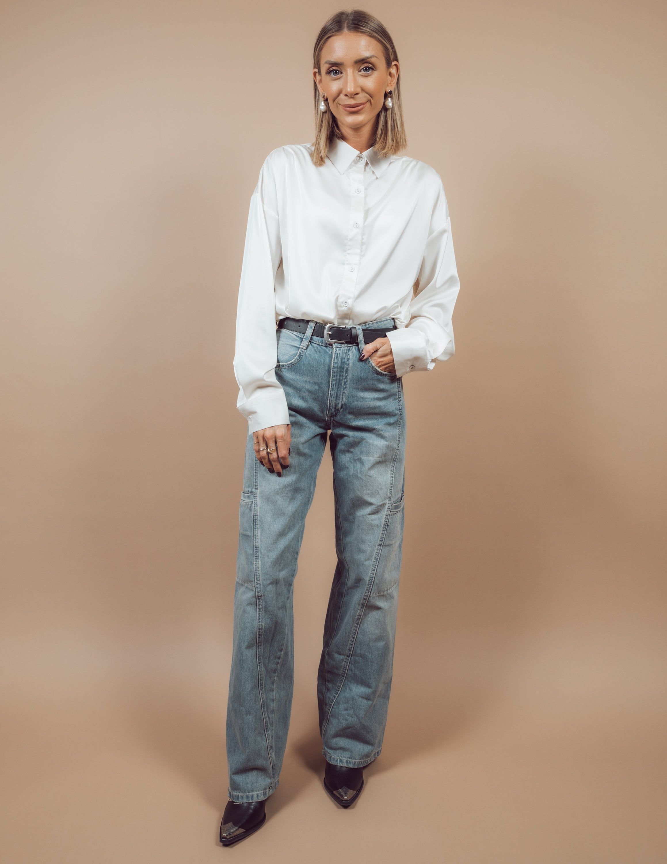 Adeline Satin Button Up *COMING SOON* sold by Shop Stevie product image thumbnail 2