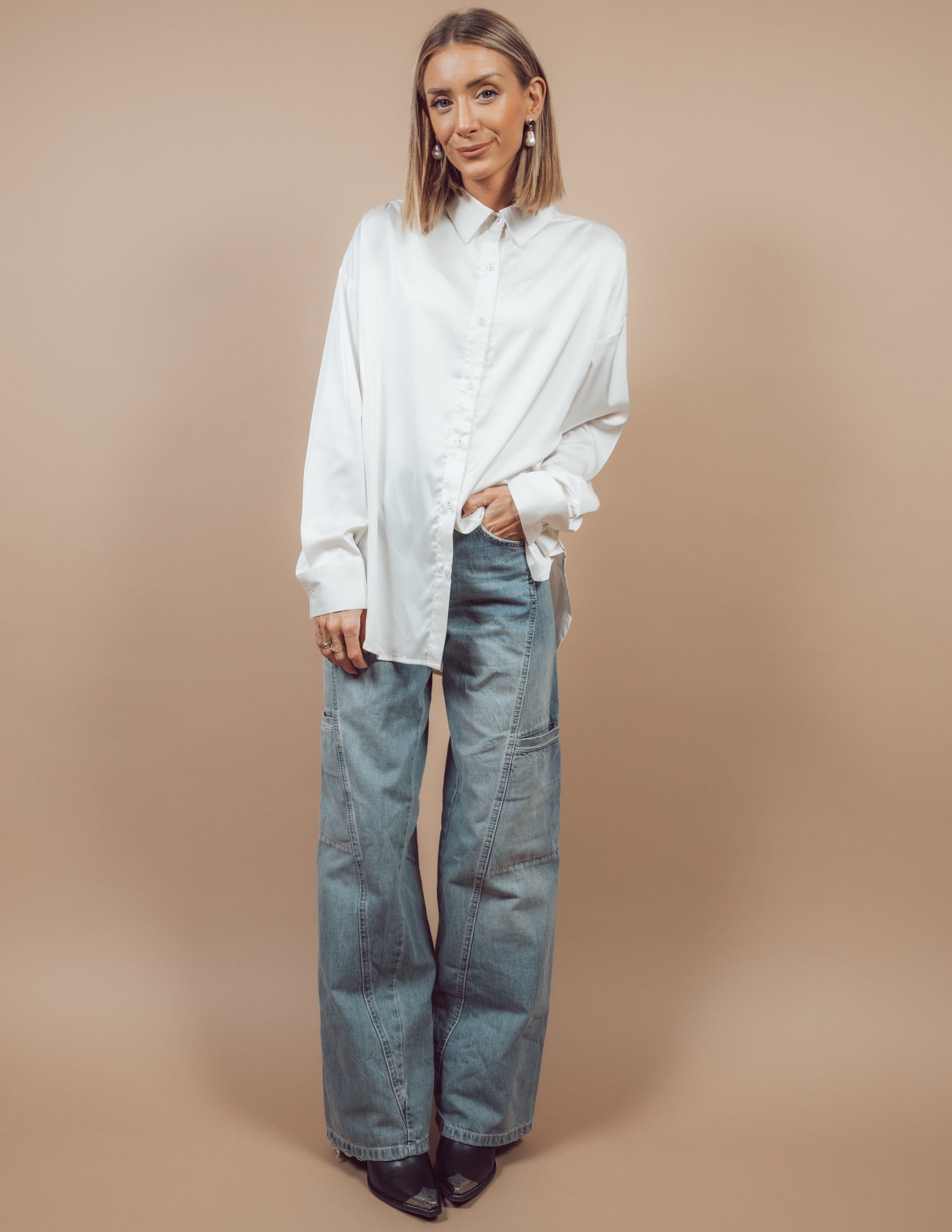 Adeline Satin Button Up *COMING SOON* sold by Shop Stevie product image thumbnail 3