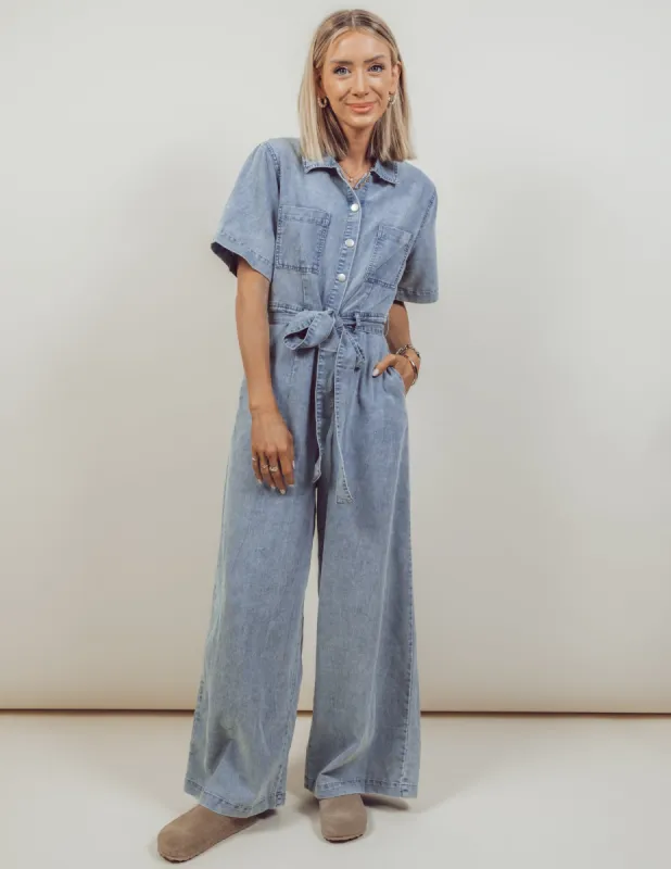 Leola Denim Jumpsuit sold by Shop Stevie