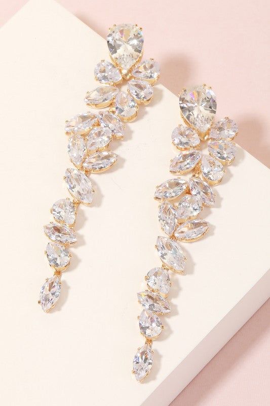 Rhinestone Teardrop Dangle Earrings sold by Shop Stevie