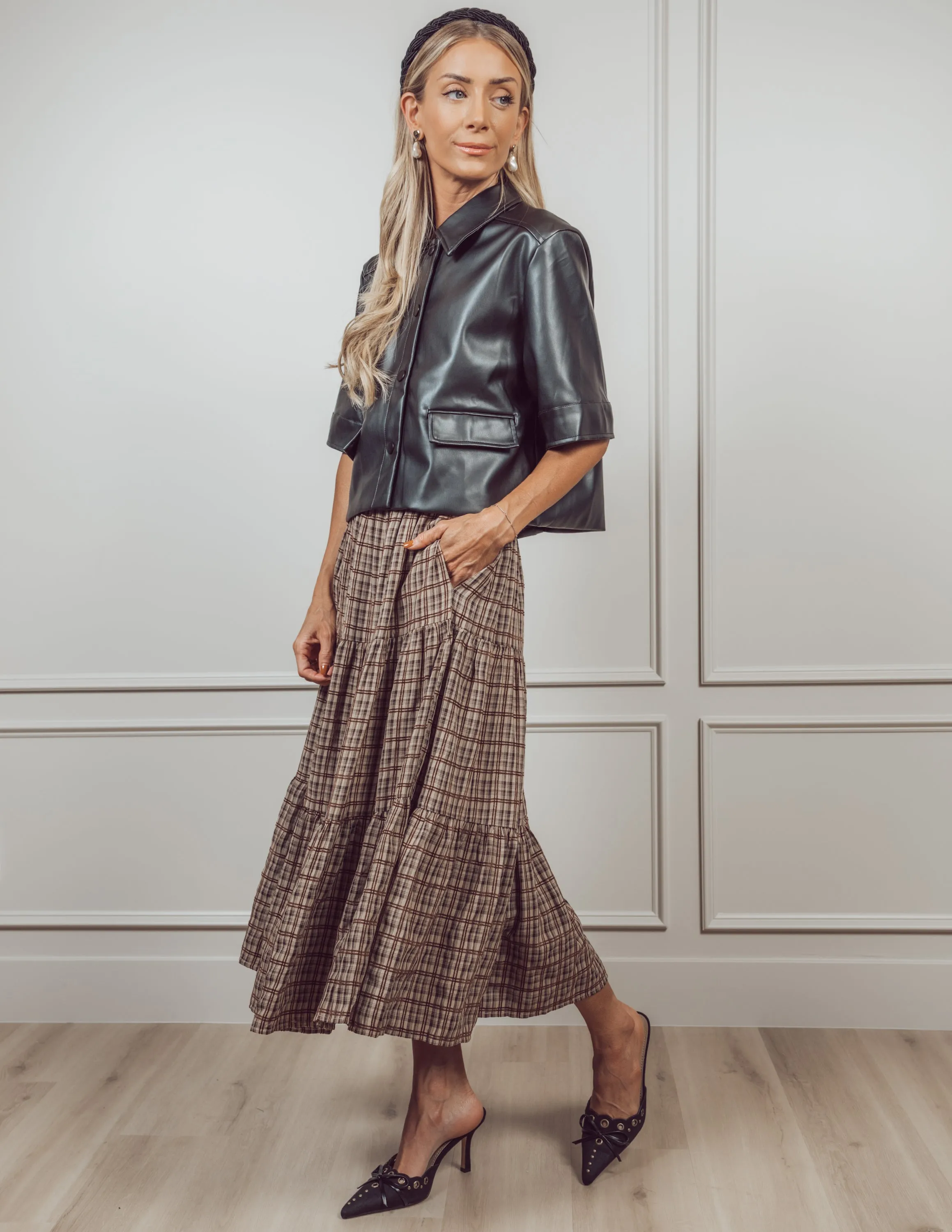 Delaney Plaid Midi Skirt sold by Shop Stevie product image thumbnail 3
